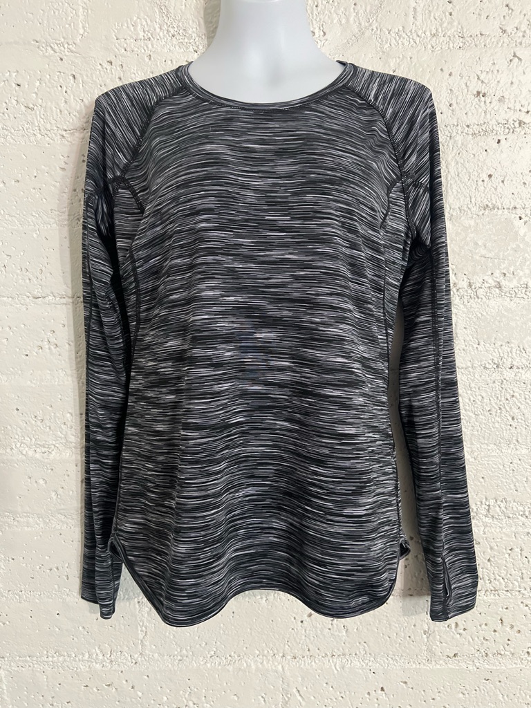 Tek Gear Womens Athletic Top M Black White Long Sleeve Drytek Stretch Gym Bw11
